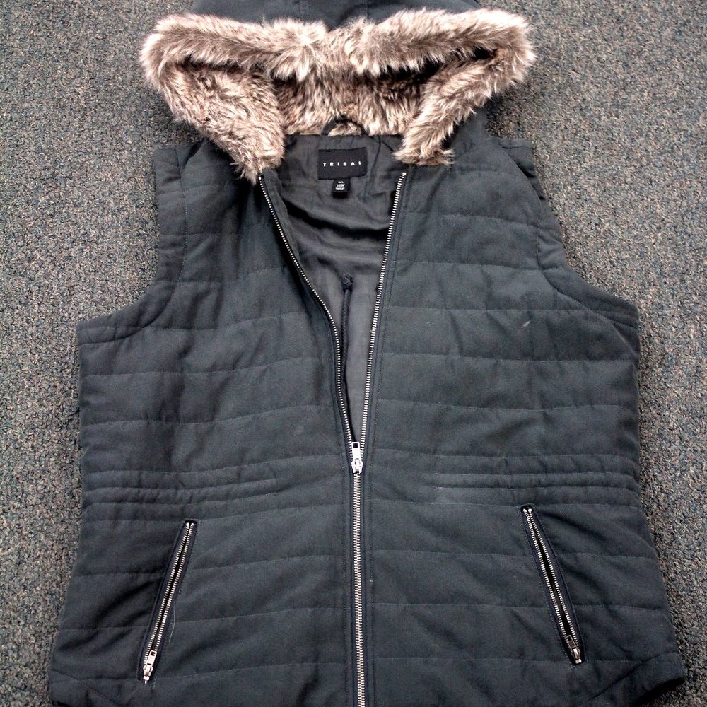 TRIBAL Faux Fur Hood Vest
